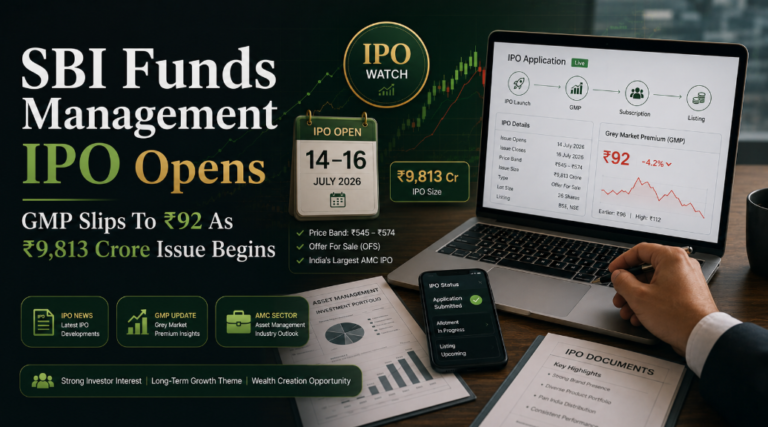 SBI Funds Management IPO Opens: GMP Slips to Rs 92 as Rs 9,813 Crore Issue Starts